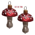 Set of TWO Red Mushrooms Ornaments