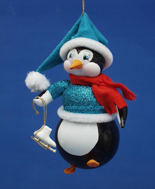 soffieria de carlini penguin in glittered pullover teal thomas glenn christmas ornaments
