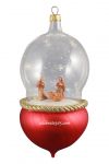 Soffieria De Carlini, Globe Nativity with Twisted Base Ornament, Red