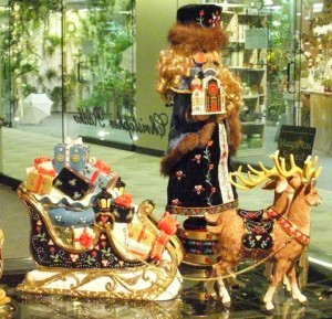 Ceramic Cookie Jar, Sleigh and Reindeer