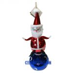 Sofffieria De Carlini, Red Santa on Blue Ball Ornament