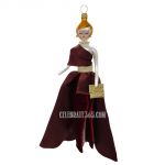 Soffieria De Carlini, Blonde Fashionista in Burgundy Gown