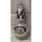 Gläserne Leidenschaft, Wire-Wrapped Santa on Ball Reflector, Red