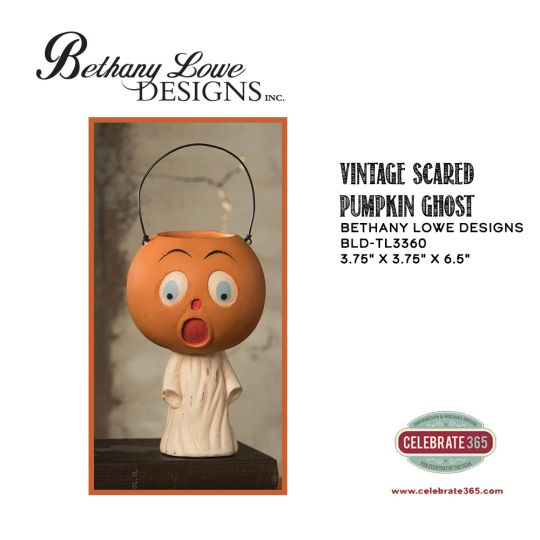 Bethany Lowe Designs, Vintage Scared Pumpkin Ghost