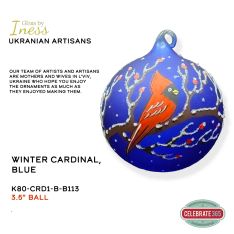 Iness Ukraine Glass, Winter Cardinal, Cobalt