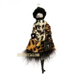 Soffieria De Carlini, Lady in Short Leopard Coat, Feather Hem