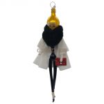 Soffieria De Carlini, Slim Blond Lady in Black with White Cape/Coat