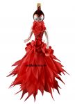 Soffieria De Carlini, Fashion Lady in Elegant Poinsettia & Roses Dress