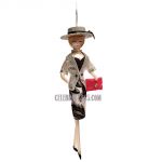 Soffieria De Carlini, Fashion Lady with Brocade Dress, Silver Jacket & Hat