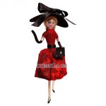 Soffieria De Carlini, Fashion Lady with Red Brocade Skirt & Black Hat
