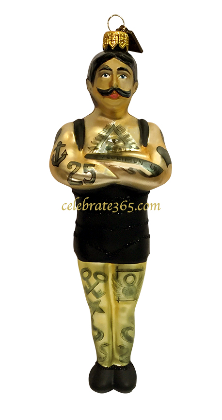 eric cortina tattooed strong man ornament celebrate365 thomas glenn christmas ornaments