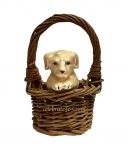 Eric Cortina Puppy in Wicker Basket Ornament