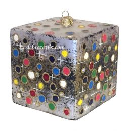 Thomas Glenn Cube Ornament, Black Dots