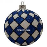 Thomas Glenn Holidays Ornament, Blue & White Harlequin