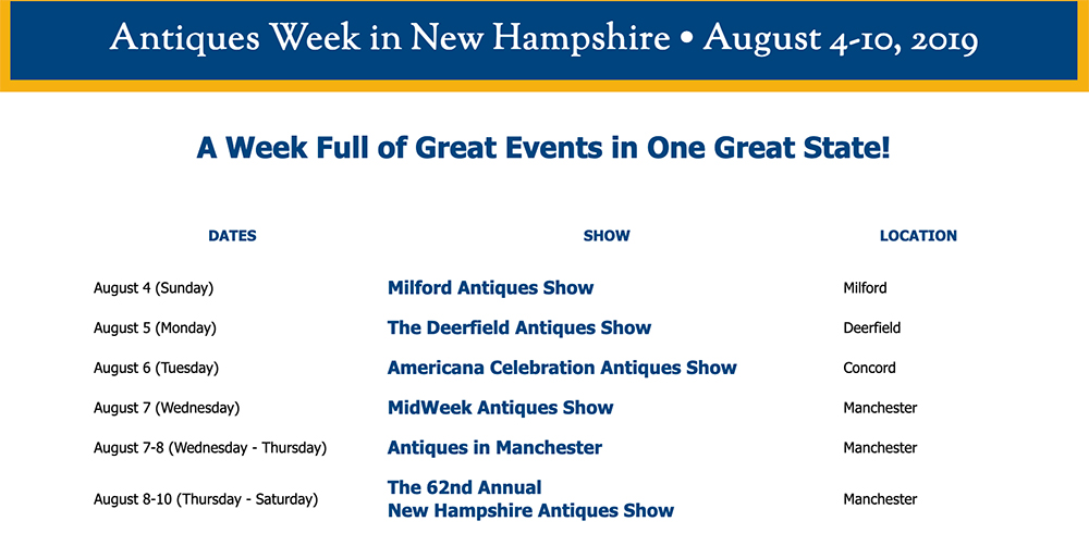 Antiqwe Week in New Hampshire